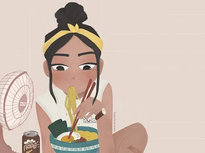 noodles branding character character design characterdesign childrenillustration foodillustration girl character illustration noodles ramen wacom