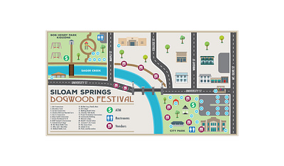 Siloam Springs Dogwood Festival Event Map brochure design event map illustration layout magazine page publication