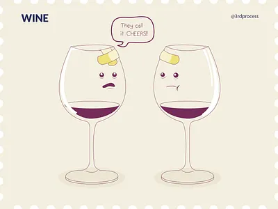 Wine - Day7 100dayschallenge 100daysofillustration cartoon cheers design flat fun funny glass humor humorous humorous illustration illustration illustrator simple simpleillustration vector wine wine bottle wine glass