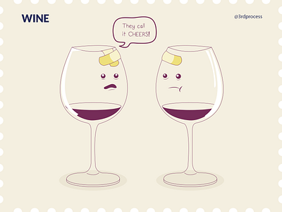 Wine - Day7 100dayschallenge 100daysofillustration cartoon cheers design flat fun funny glass humor humorous humorous illustration illustration illustrator simple simpleillustration vector wine wine bottle wine glass