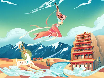敦煌飞天 illustration new 人物设计 品牌 插图 数字2d 模特运动 设计
