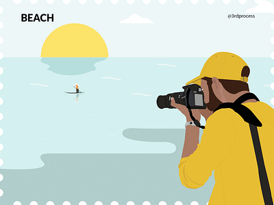 Beach - Day13 100dayschallenge 100daysofillustration beach boat camera design dslr flat illustration illustrator photographer photography photoshoot sea simple simpleillustration sunrise sunset vector