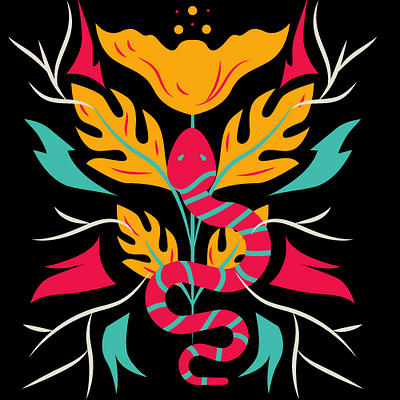 Flower snake app art design icon illustration logo web website