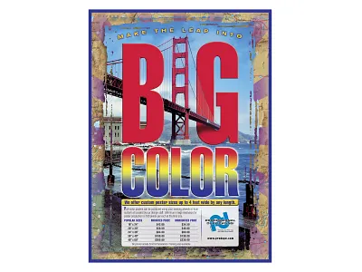 Big Color - promotional poster art direction big branding bridge golden gate bridge graphic design illustration leap photo montage photo retouching photoshop poster promotional design red san francisco