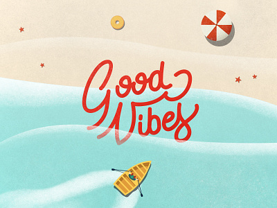 Good Vibes brush design goodvibes graphic handwriting holiday illustration illustrator lettering light noise sand sea shade shore summer summertime typography waves