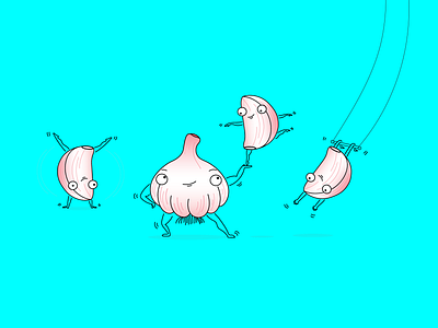 Garlic Acrobat cute illustration design digitalart fun illustration garlic illustration minimalism vegetable