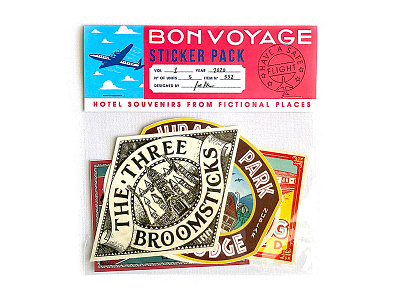 Bon Voyage Sticker Pack #1 harry potter hotel illustration jurassic park lettering luggage neves nevesman portugal sticker travel vintage