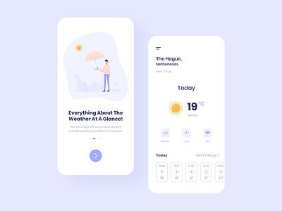 Weather App app app design application clean ecommerce interaction design interface design ios iphone minimal mobile purple screen ui uidesign user experience user interface ux uxdesign weather app