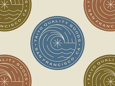 Taiyo Goods 2 badge branding california color line logo nature patch san francisco star sun wave