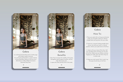 Cobra Pose adobexd app design design mobile practice typography ui web yoga yoga app yoga pose