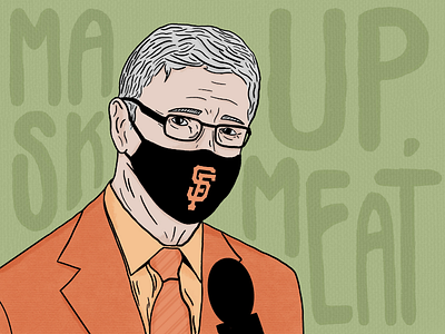 Mask up, Meat baseball broadcast face giants green illustration kruk krukow mask meat orange san francisco texture