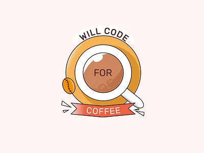 Will code for coffee beginner brand design branding code coffee colorful company logo creativity design figma figmadesign icon illustration logo redesign
