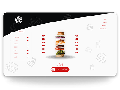 BurgerKing Costumize menu burger burger menu customize design landingpage minimal ui ui design web