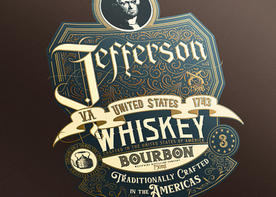 Jefferson label variations alcohol art direction artist artwork bottle bottle mockup branding client design art drinks graphic design graphicdesign hiro hein johndoela logo typography whiskey