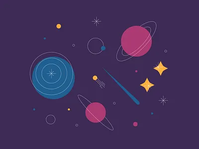 Planets & Stars cosmic galactic illustration line art planets space stars
