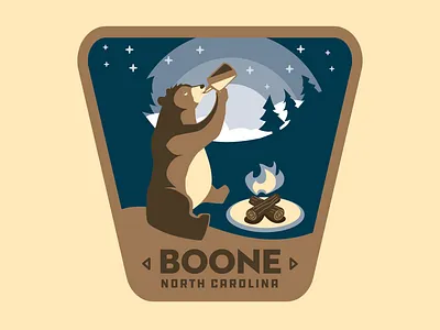 Camp Vibes badge badgedesign bear beer boone branding camping clouds design fire hiking illustration logo mountains north carolina trees vector