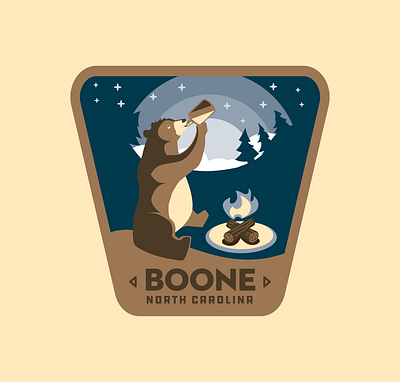 Camp Vibes badge badgedesign bear beer boone branding camping clouds design fire hiking illustration logo mountains north carolina trees vector