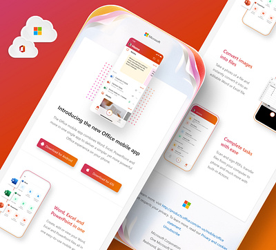 Microsoft Office Mobile App Announcement Email app branding design illustrator minimal ui ux web website windows app