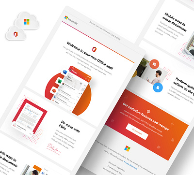 Microsoft Office Mobile App Welcome Email app branding design illustration minimal ui ux web website windows app