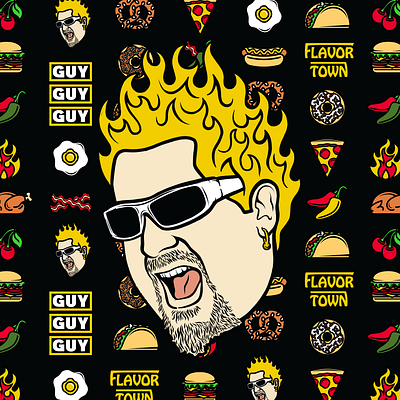 Guy Fieri Graphics apparel bacon badges eggs flavortown food guy guy fieri icons identity illustration typography