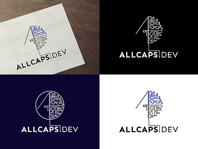 ALLCAPS.DEV art blue branding design engineering illustration logo logodesign software vector wire wireframe