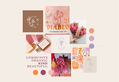 Moodboard for a Floral Artist's Branding bold brand identity branding color blocking color palette colorful design florist moodboard sunset palette