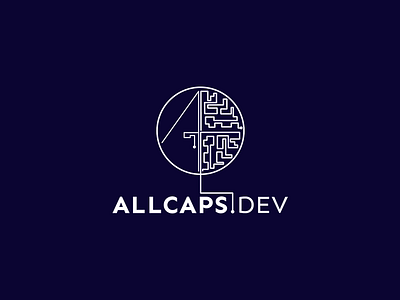 White ALLCAPS.DEV art blue branding design engineering logo logodesign software vector white wire wireframe