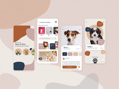 Pet Adoption App adoption animals app design app designer color palette colorful design concept ios app overview pet adoption pets ui uiux