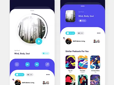 Podcast App app branding design illustration illustrator minimal ui ux web website