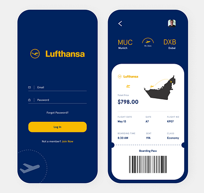 Lufthansa App 1 app branding design illustration illustrator minimal ui ux web website