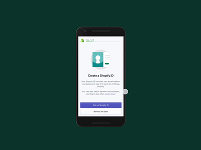 One account, all of Shopify account mobile password product design shopify ux