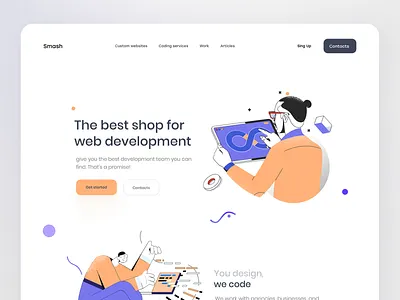 Coding services - Landing page colorful creative developement developer illustraion landing page design landingpage orange purple ui webdesign website design