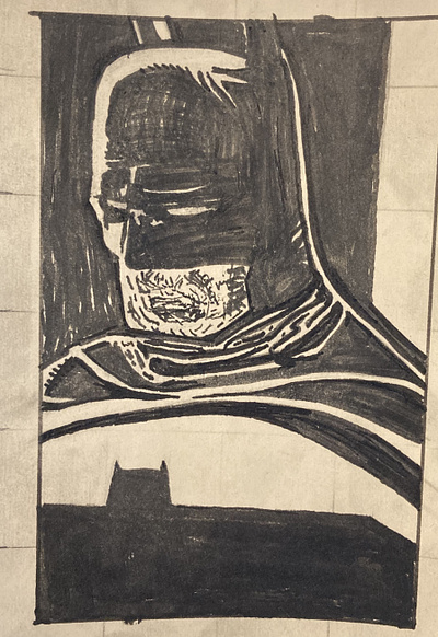 Sad Bat batman batman the animated series batman v superman black black white blackandwhite hand drawn illustration ink klaus janson pen sketch