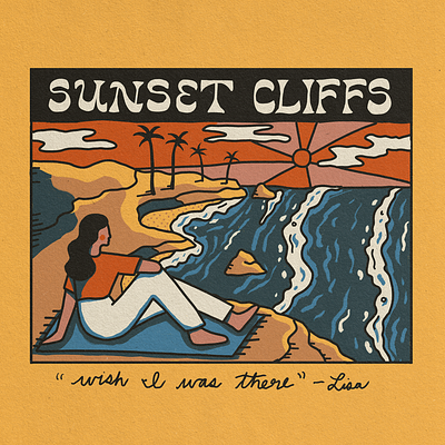 Sunset Cliffs Vintage Postcard branding california coastline handlettering illustration landscape nature ocean outdoors postcard san diego sunset cliffs travel vintage