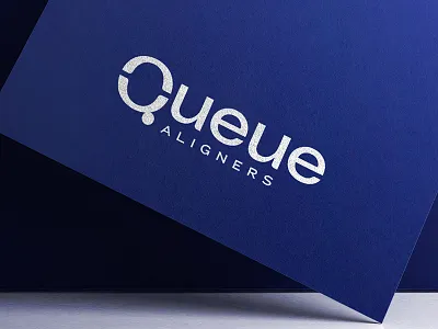 Queue Aligners Logo aligners blue blue and white brand branding design identity logo logo design logo designer orthodontics orthodontist q white
