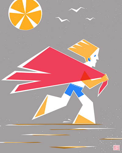 To the Beach beach beautiful characterdesign design geometric art geometric illustration geometrical illustration man men run sun