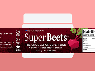 SuperBeets Packaging branding design illustration packaging product supplement supplement label design