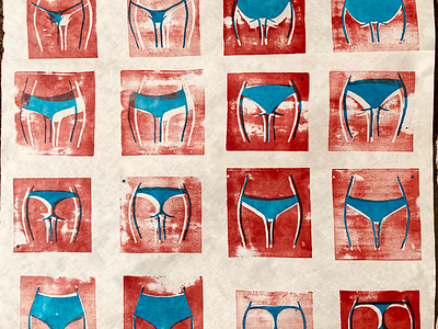 Stamp series finished! art panties printing stam two color women