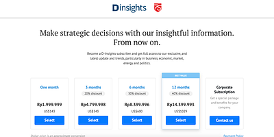 D-Insights pricing page design editorial design information architecture minimal typography ui ux