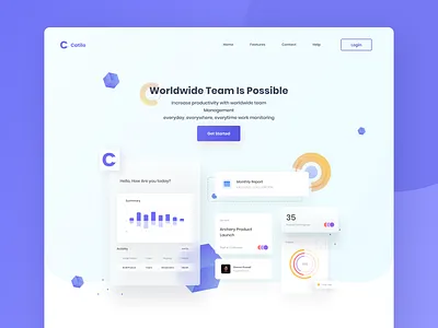 Catilo Task Management Landing Page branding clean clean design clean ui design designs desktop flat header homepage landing page ui webdesign website
