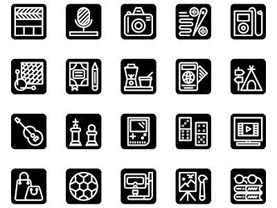 Hobby solid style button design icon icon design icon set ui ux vector