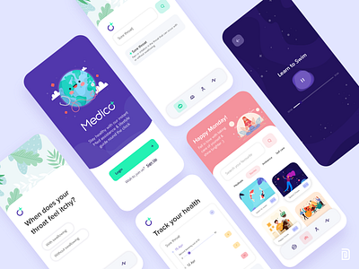 Self Care and Meditation App app application cute medical app medical assistance meditation meditation app minimal mobile app mobile app design personal care self care self care app ui uidesign uiux