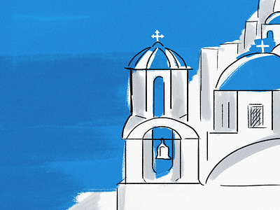 Santorini, Greece beach blue blue and white christian church design fresh greece greek illustration island line art marine mediterranean minimal ocean saline