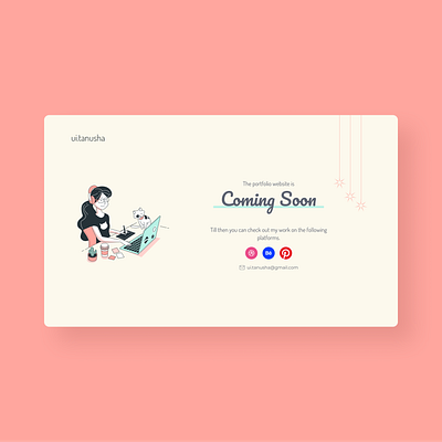 Daily UI 048 Coming Soon coming soon coming soon page daily ui 048 dailyui figma figmadesign illustraion minimal pastel portfolio portfolio site portfolio website website design