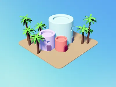 My Little Island 🌴 3d 3ddesign 3dmodeling 3drender blender3d cinema4d dribbble best shot dribbbleweeklywarmup gradient isometric isometric art isometric design product productdesign render ux