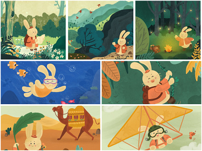 Adventure Week adventure adventure week characterdesign children childrens illustration cute cute rabbit design illustration prompts rabbit rabbit illustration story illustration