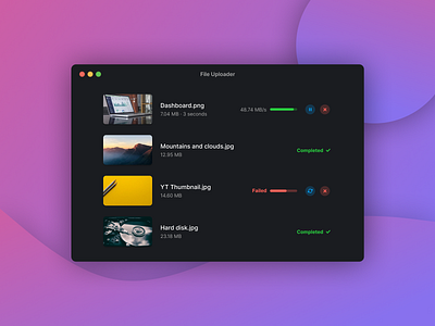 File Uploader Dark version app app design card creative dark dark app dark mode dark theme dark ui design interface macos minimalistic modal product design ui upload upload file uploader uploading