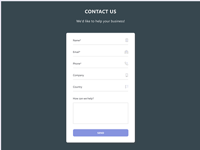 Daily UI/ Contact Us - #028 company contact contact us country design email figma help icons name phone send shot site ui web website