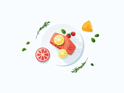 Food Illustration food food and drink food app food delivery food illustration foodie foodies illustration illustrator lemon pink plate salmon tasty
