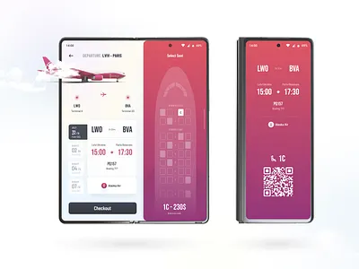 Flight Booking App concept foldable galaxy fold qr code ticket app ticket booking ux design